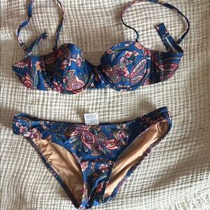 J. Crew Blue Paisley Bikini